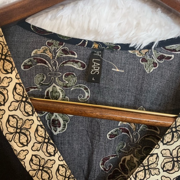 Lapis Boho Peasant Dress Maxi Elastic Waist Tiered Solid Black Size L Large Nwot - Picture 7 of 15